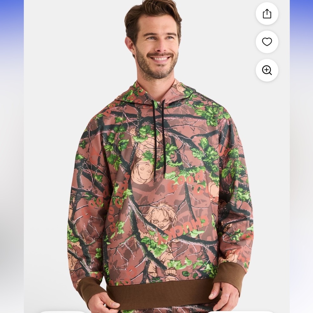 Men's  CHUCKY Camouflage  Graphic  Hoodie Sweatshirt XLARGE. NEW